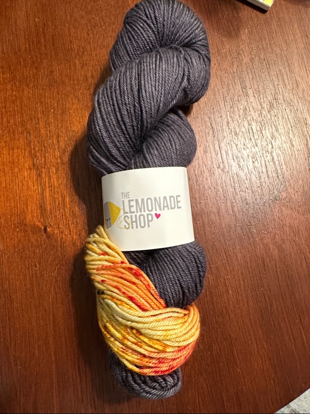 The Lemonade Shop Gray & Yellow Firepit Hand-Dyed DK yarn
